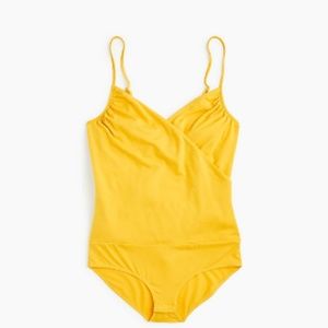 J. Crew Mustard Yellow Wrap Bodysuit Leotard NWT